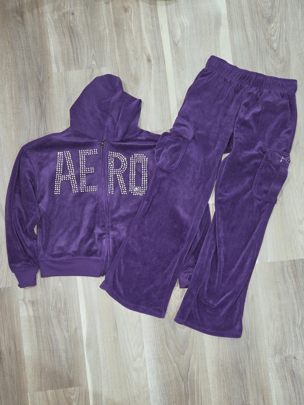 •Aeropostale• Little Girls Faux Velour Purple Tracksuit